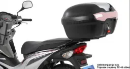 Journey Topcase 40 noir/argent incl. KIT de support spécifique au modèle pour Honda Wave 110 i