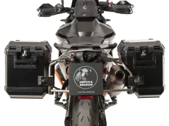 Découpe de support latéral en acier inoxydable incl. Valises latérales Xplorer noires pour KTM 890 SMT (2023-)