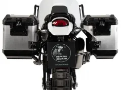 Découpe de support latéral noir avec boîtes latérales argentées Xplorer pour Ducati DesertX Rally (2024-)
