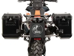 Découpe de support latéral en acier inoxydable incl. Valises latérales Xplorer noires pour KTM 890 Adventure / R / Rally (2023-)