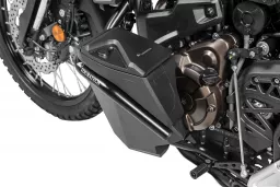 Boîte à outils avec arceau de protection moteur - Kit de mise à niveau - gauche, inox, noir pour Yamaha Tenere 700