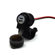 Double prise USB A + C pour motos, 12-24 V avec charge rapide, pour guidons de 21 à 25 mm