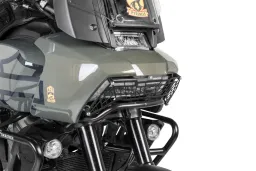 Protection de phare, anodisée noire, avec fixation rapide pour Harley-Davidson RA1250 Pan America *USAGE HORS ROUTE UNIQUEMENT*